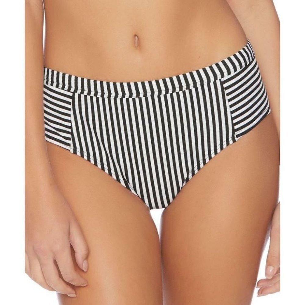 Splendid NWT S Line in the Sand Retro Bikini Bottoms Black White Stripe